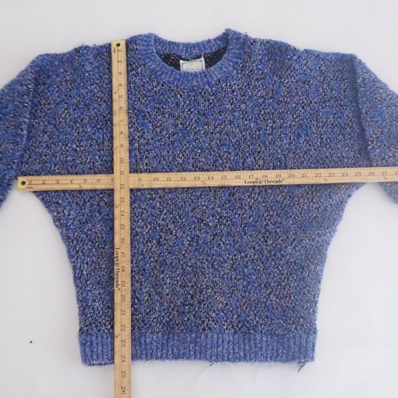 Vintage Allana Fantasia Blue Black Knit Crewneck Sweater Med - Picture 4 of 10